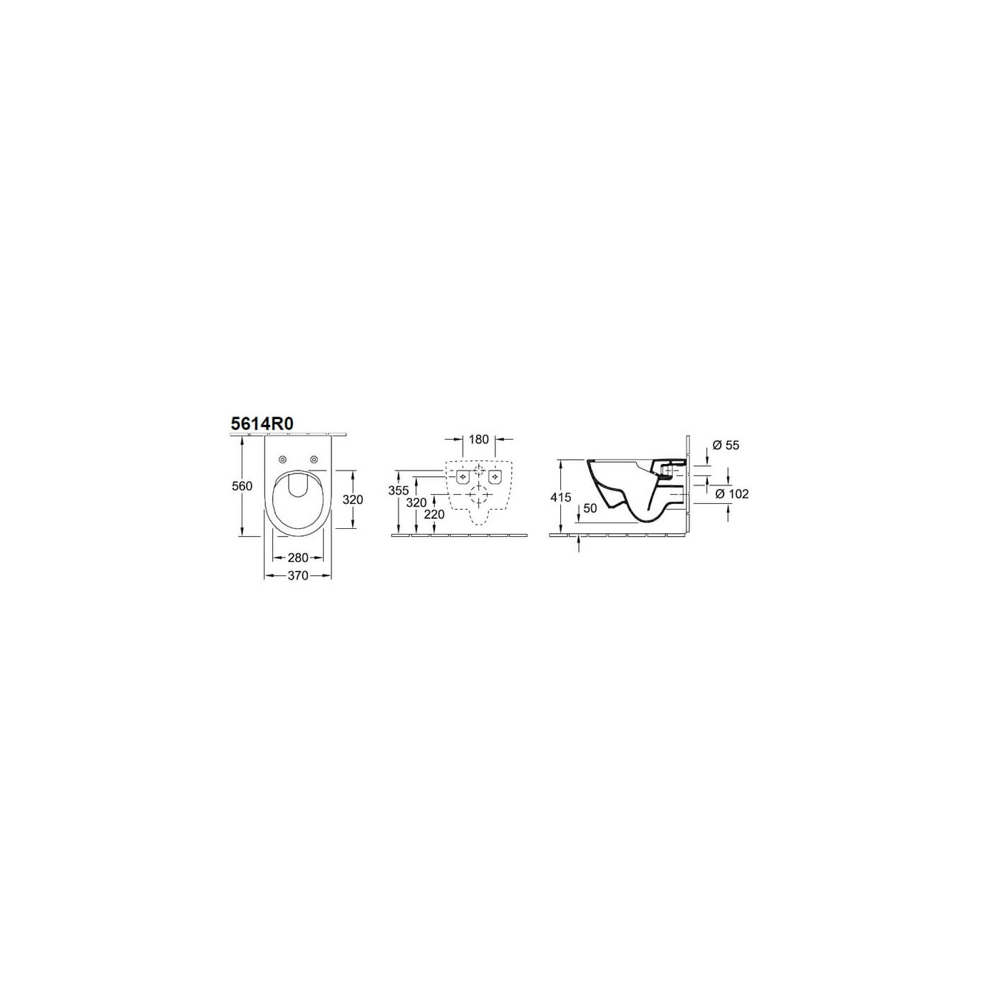 Miska WC Wisząca Bezrantowa Subway 2.0 CombiPack 56,5x37 Z Deską 5614R201 Villeroy&Boch