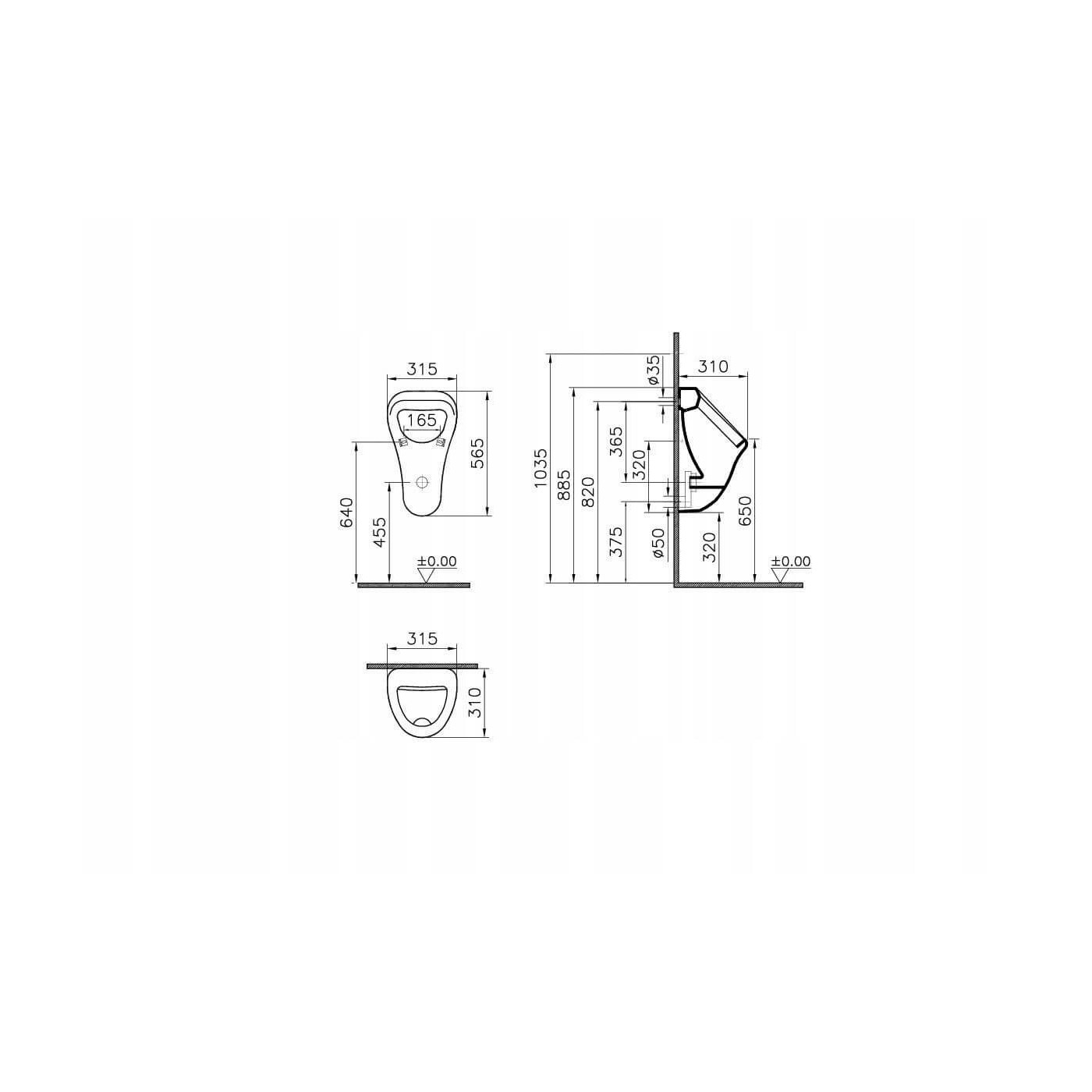 Pisuar Zasilany Z Tyłu Arkitekt 6201-003-0199 Vitra