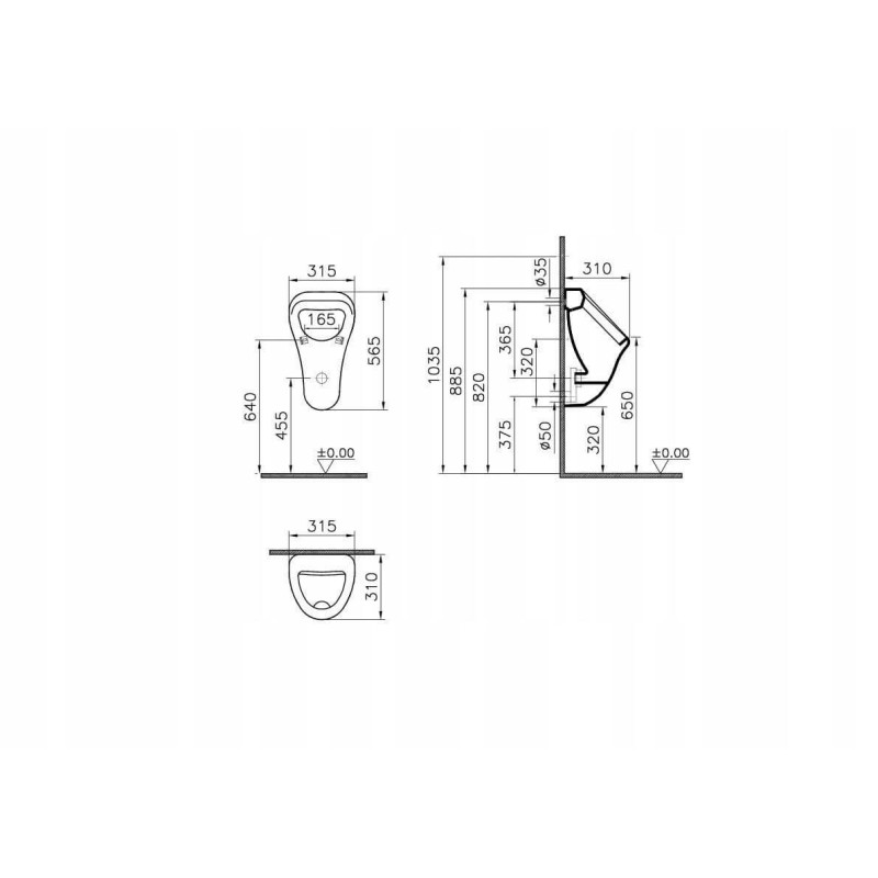 Pisuar Zasilany Z Tyłu Arkitekt 6201-003-0199 Vitra