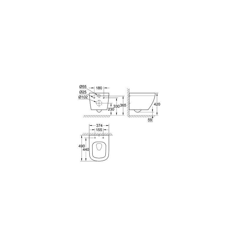 Muszla WC Wisząca Bezrantowa 49cm Triple Vortex 39206000 Grohe
