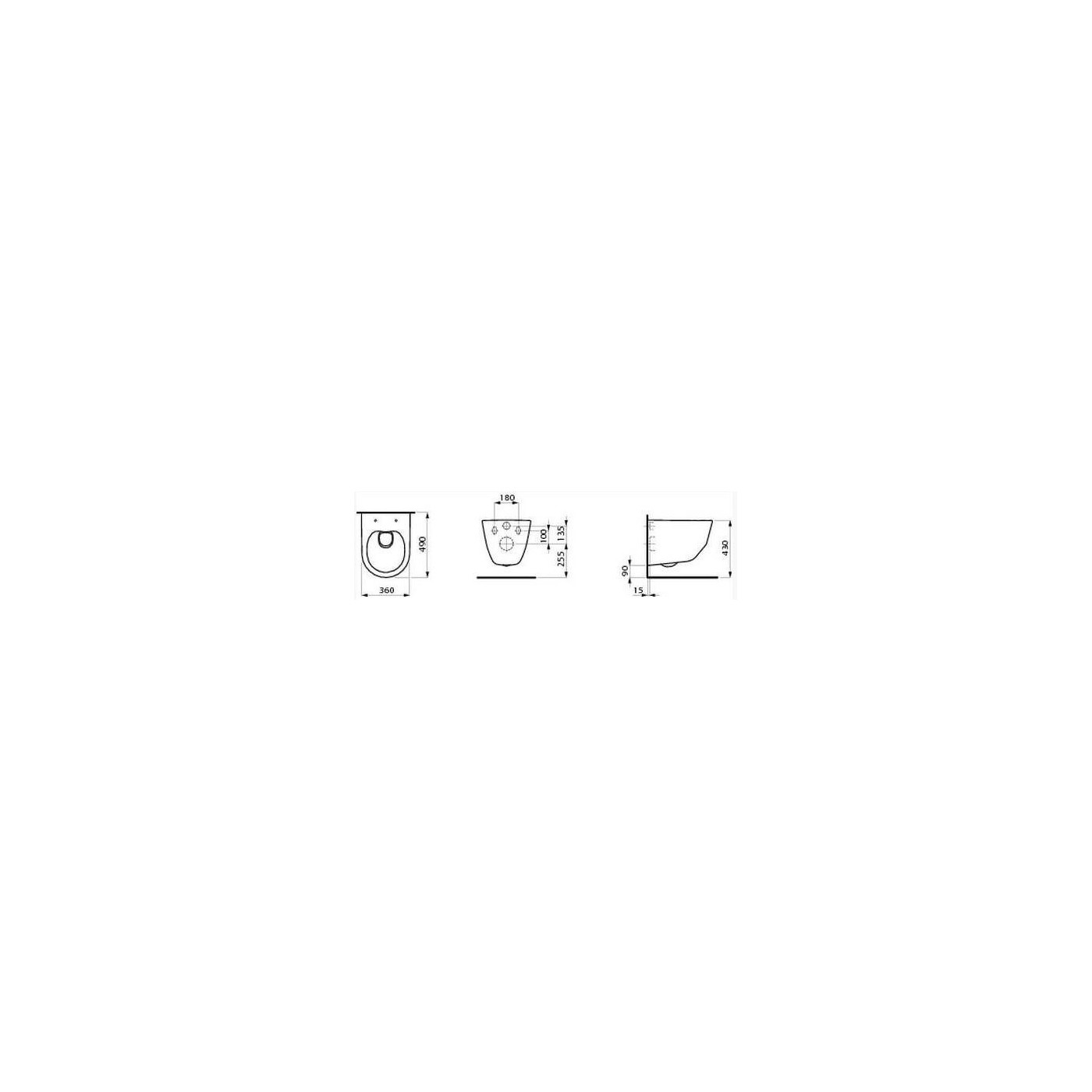Miska WC Podwieszana Rimless Compacto 360x490 mm Pro A Biały H8209650000001 Laufen