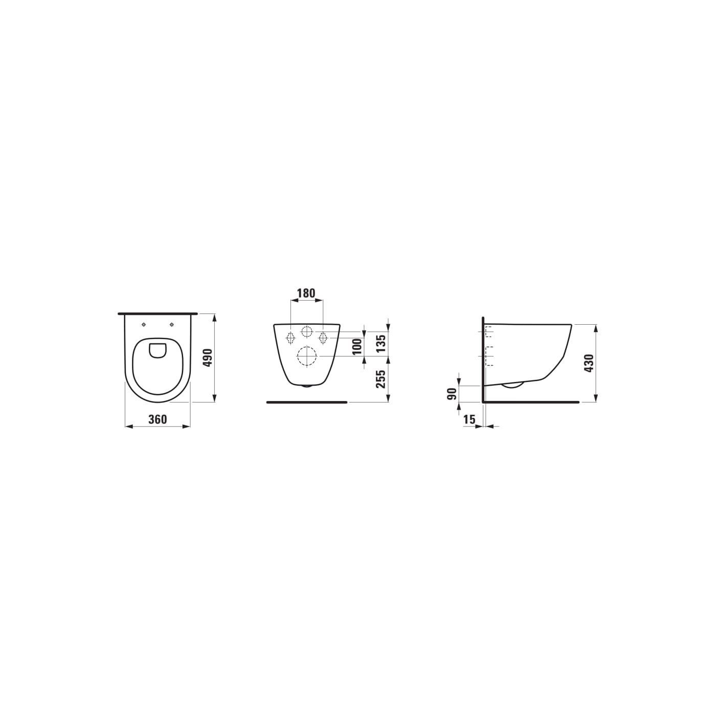 Miska WC Podwieszana Rimless Compacto 360x490 mm Pro A Biały H8209650000001 Laufen