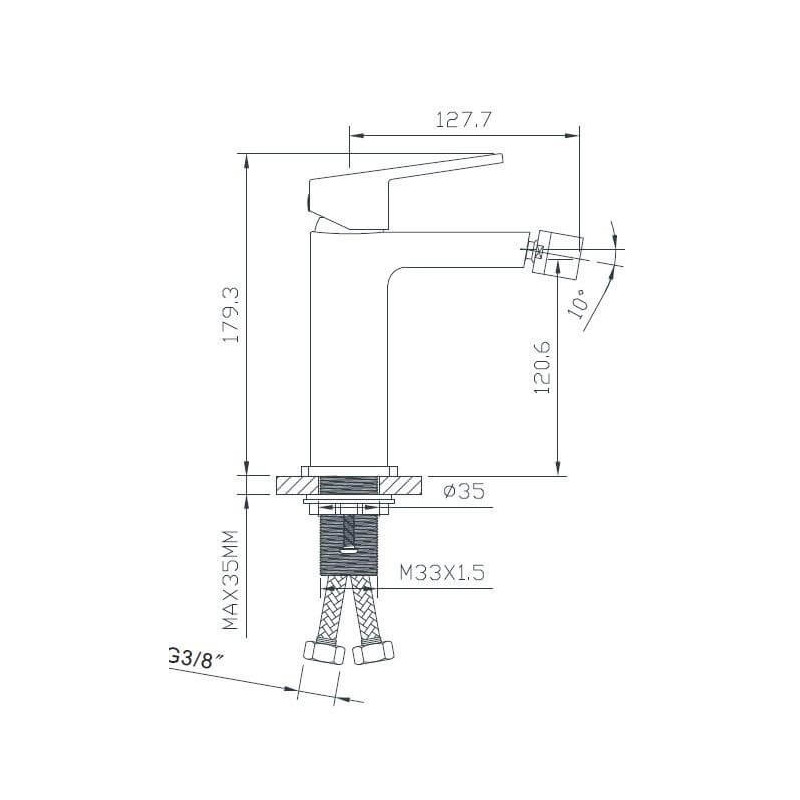 Bateria Bidetowa Teo Gun Metal 02020BN Emporia