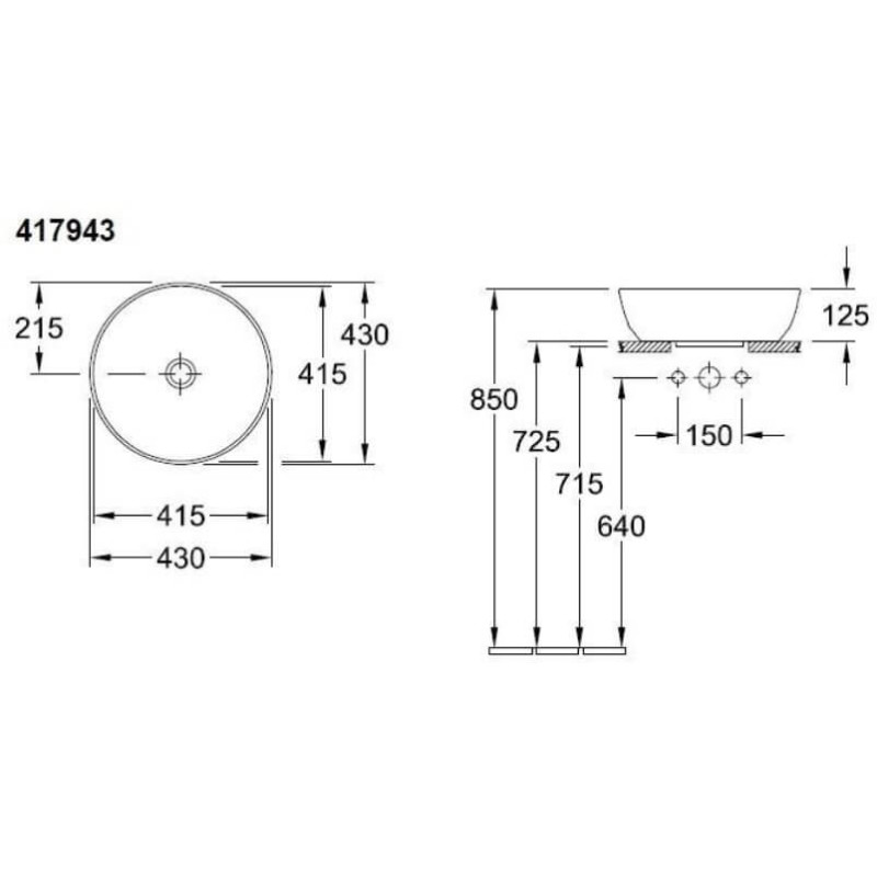 Umywalka Nablatowa Artis 43x43 41794301 Villeroy&Boch