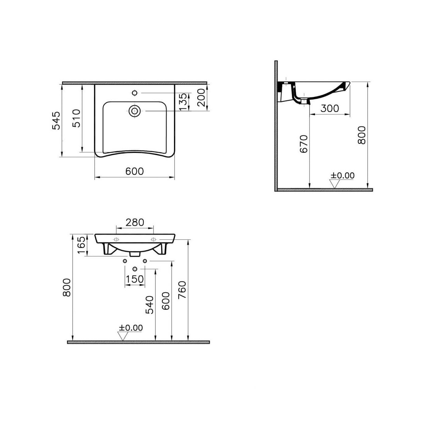 Umywalka Dla Osób Niepełnosprawnych 60x54,5 S20 5289B003-0001 Vitra