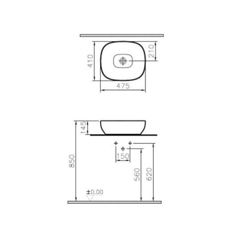 Outline Umywalka 47x40 cm 5994B403-0016 Vitra