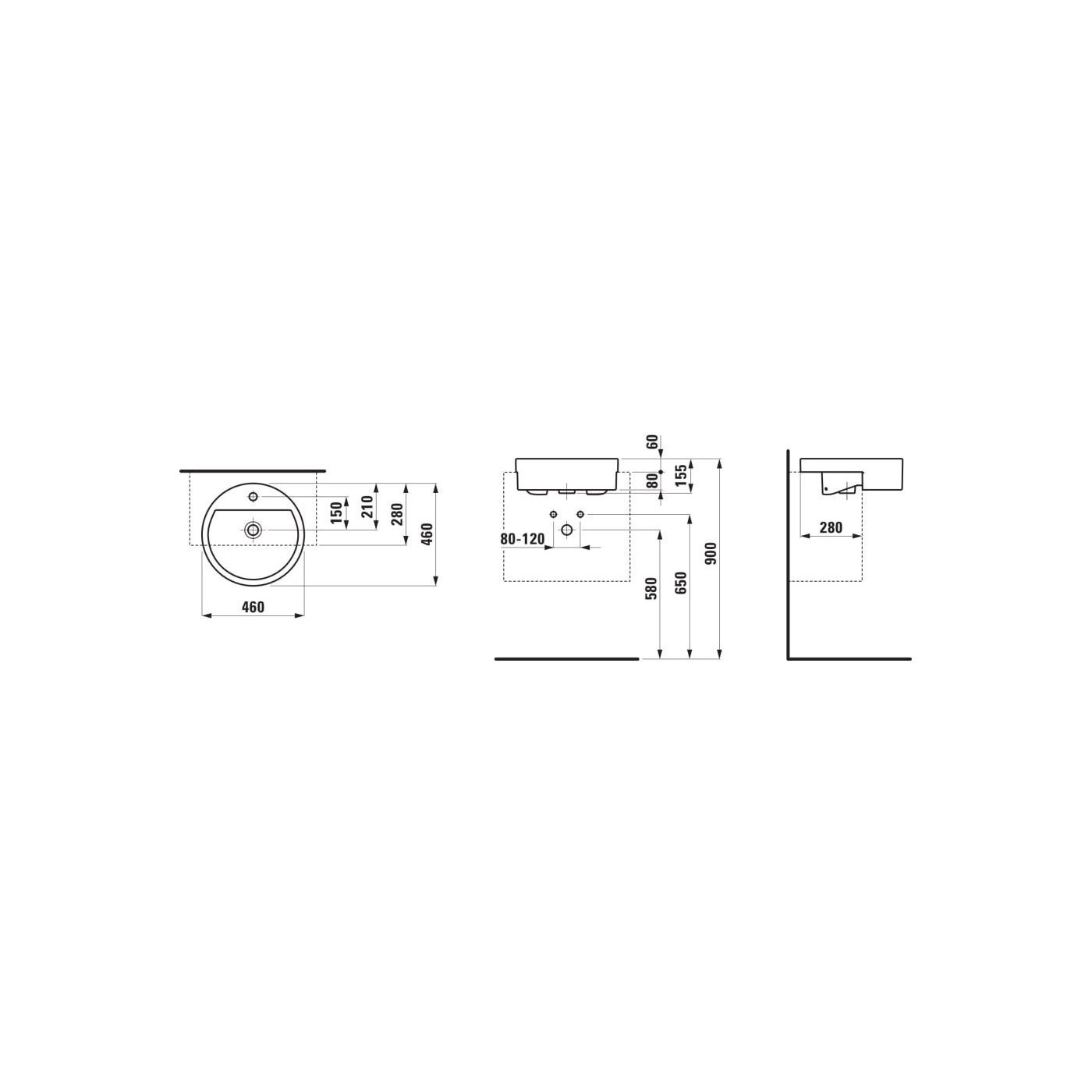 Umywalka Półblatowa 460 mm Living City Biały H8134310001041 Laufen