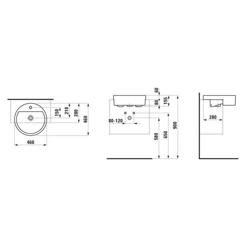 Umywalka Półblatowa 460 mm Living City Biały H8134310001041 Laufen