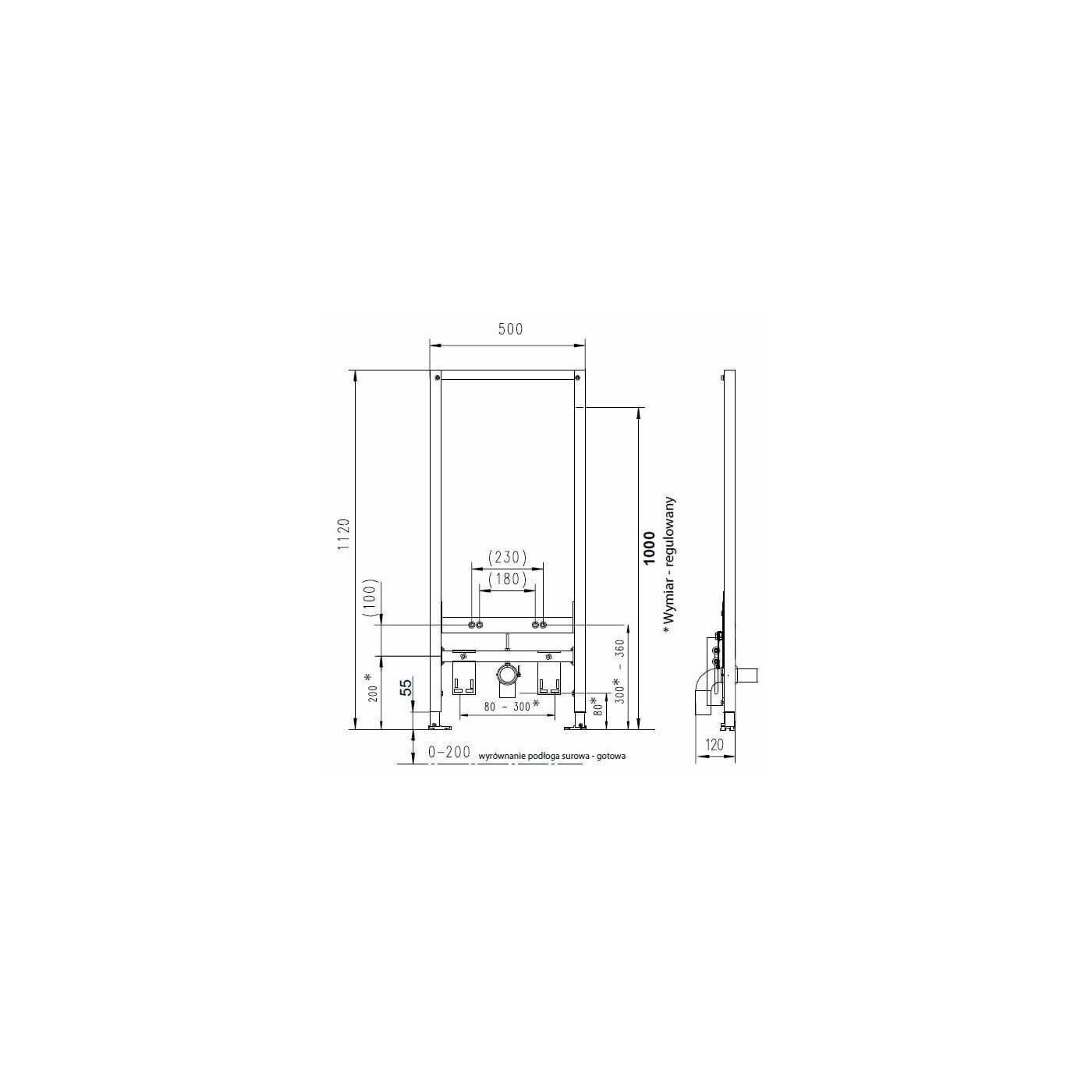 Stelaż Do Bidetu z Przyłączem 112x50 cm Jomotech 174-94000297-00 Werit Jomo