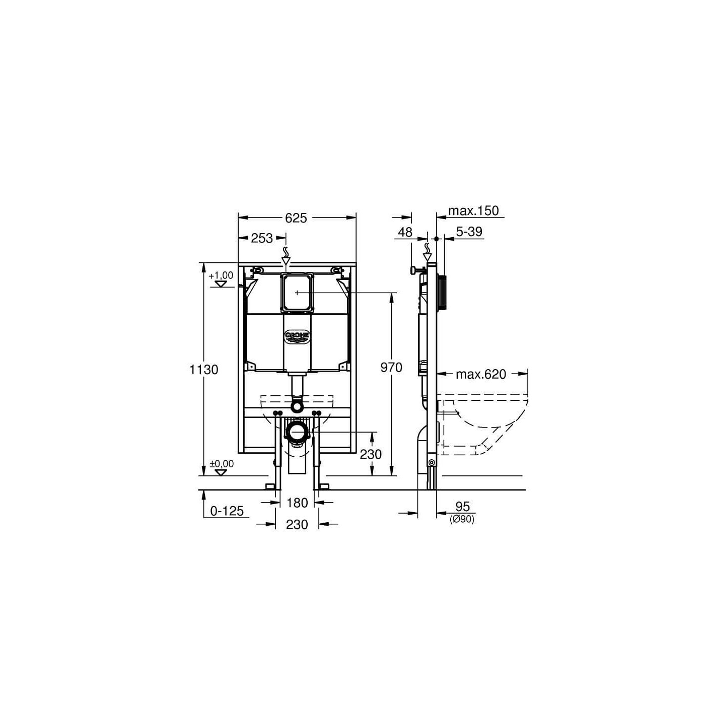 Stelaż Do WC 80mm Rapid SL 62x113 38994000 Grohe