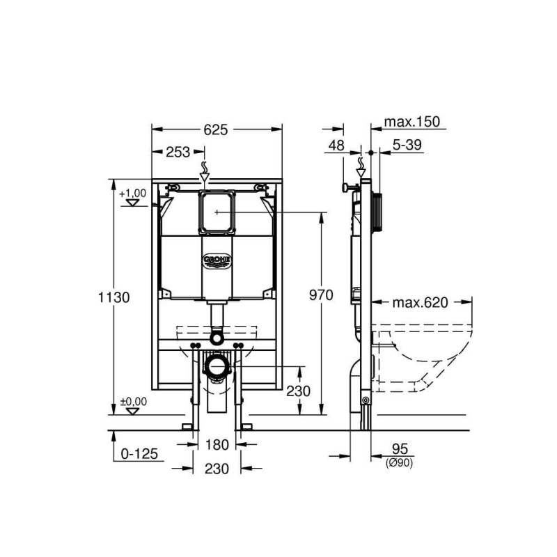 Stelaż Do WC 80mm Rapid SL 62x113 38994000 Grohe