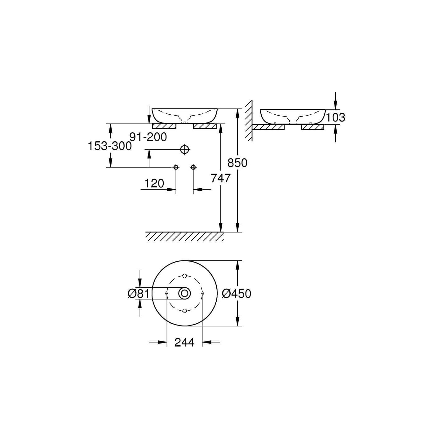 Umywalka Nablatowa 45 cm Essence Biel Alpejska 3960900H Grohe
