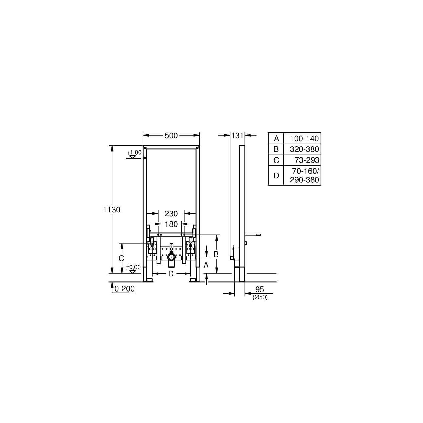 Stelaż Rapid SL Podtynkowy Do Bidetu 1,13m 38553001 Grohe