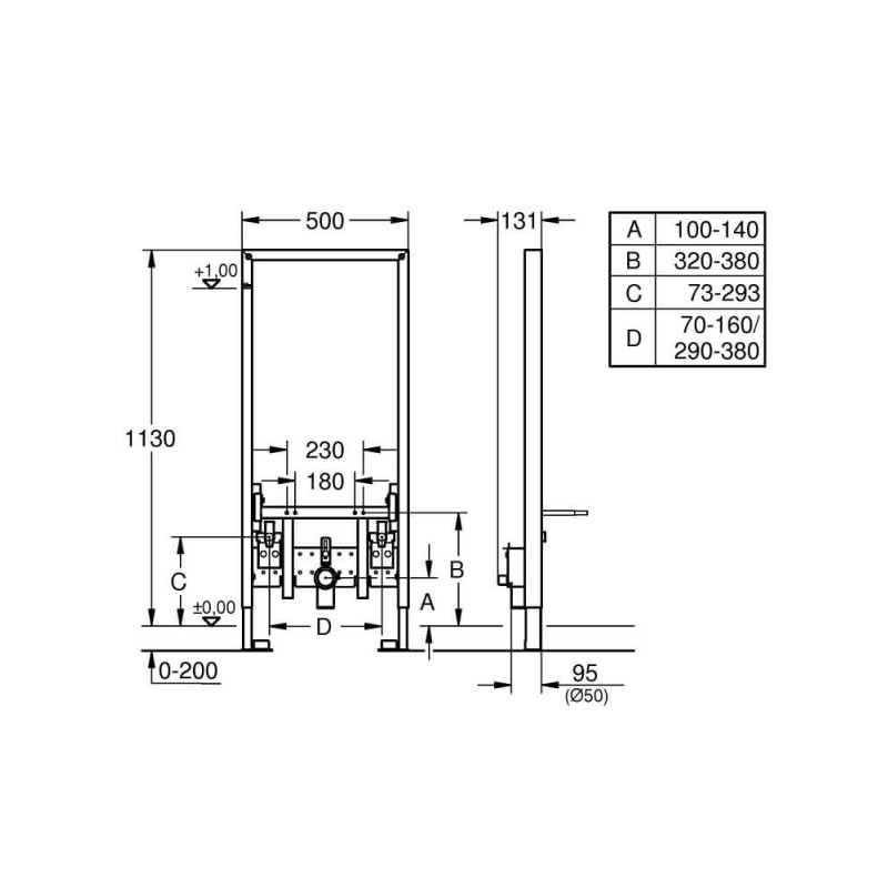 Stelaż Rapid SL Podtynkowy Do Bidetu 1,13m 38553001 Grohe