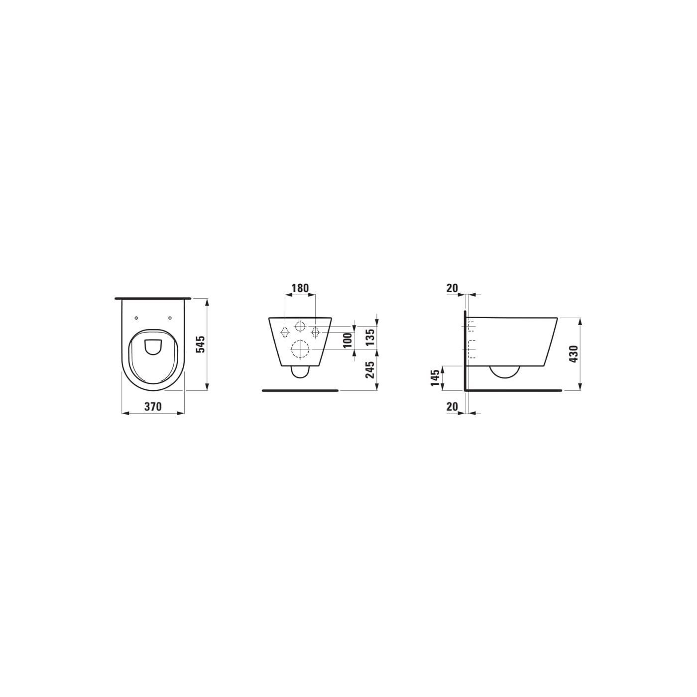 Miska WC Podwieszana Rimless 545x370 mm Kartell Biały H8203370000001 Laufen
