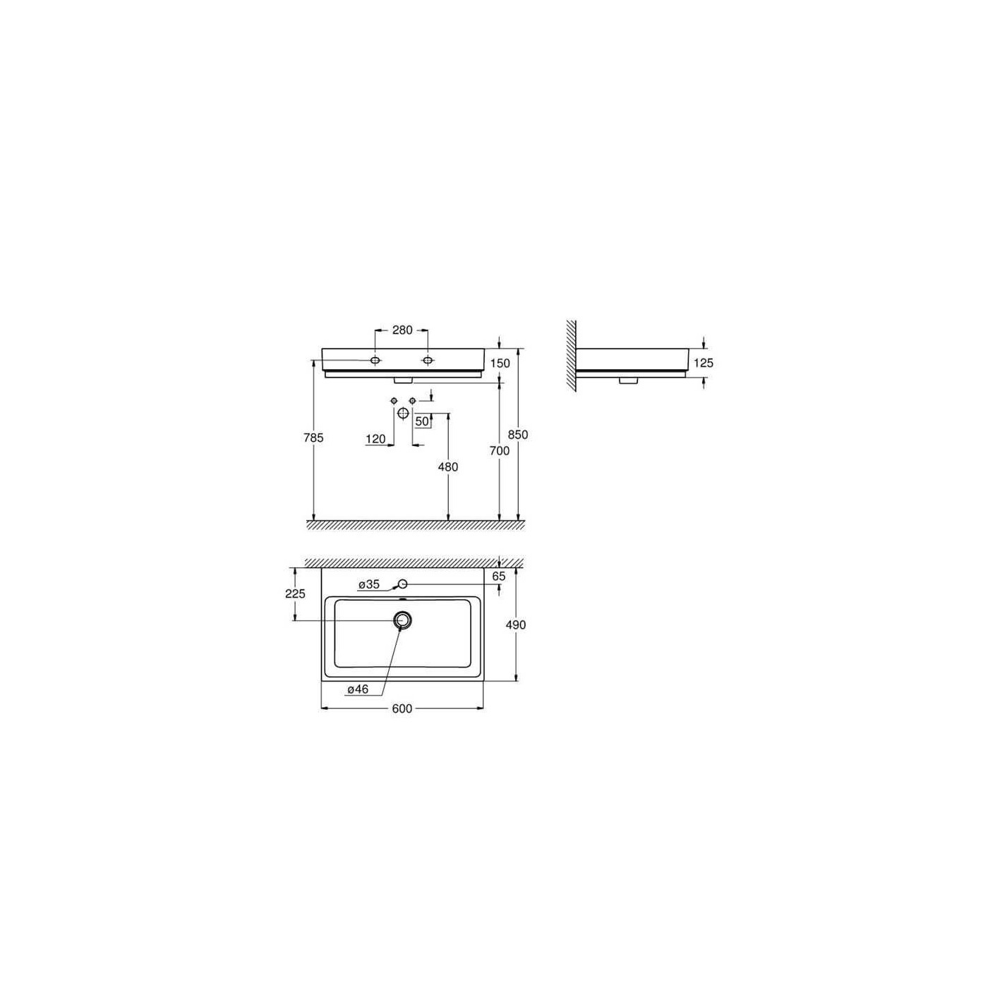Umywalka Wisząca 60 Cube Ceramic 60x49 3947300H Grohe