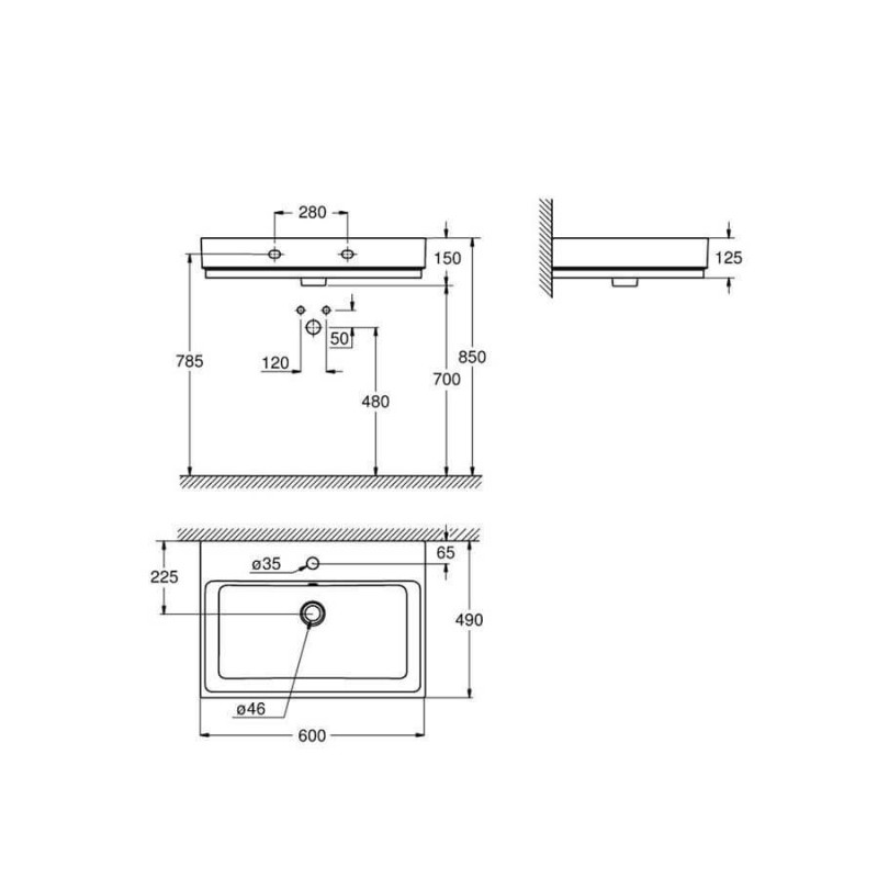 Umywalka Wisząca 60 Cube Ceramic 60x49 3947300H Grohe