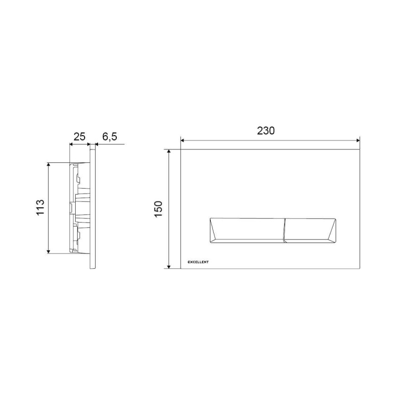 Przycisk Platto 23x15 Czarny INEX.PL230.150.BL Excellent