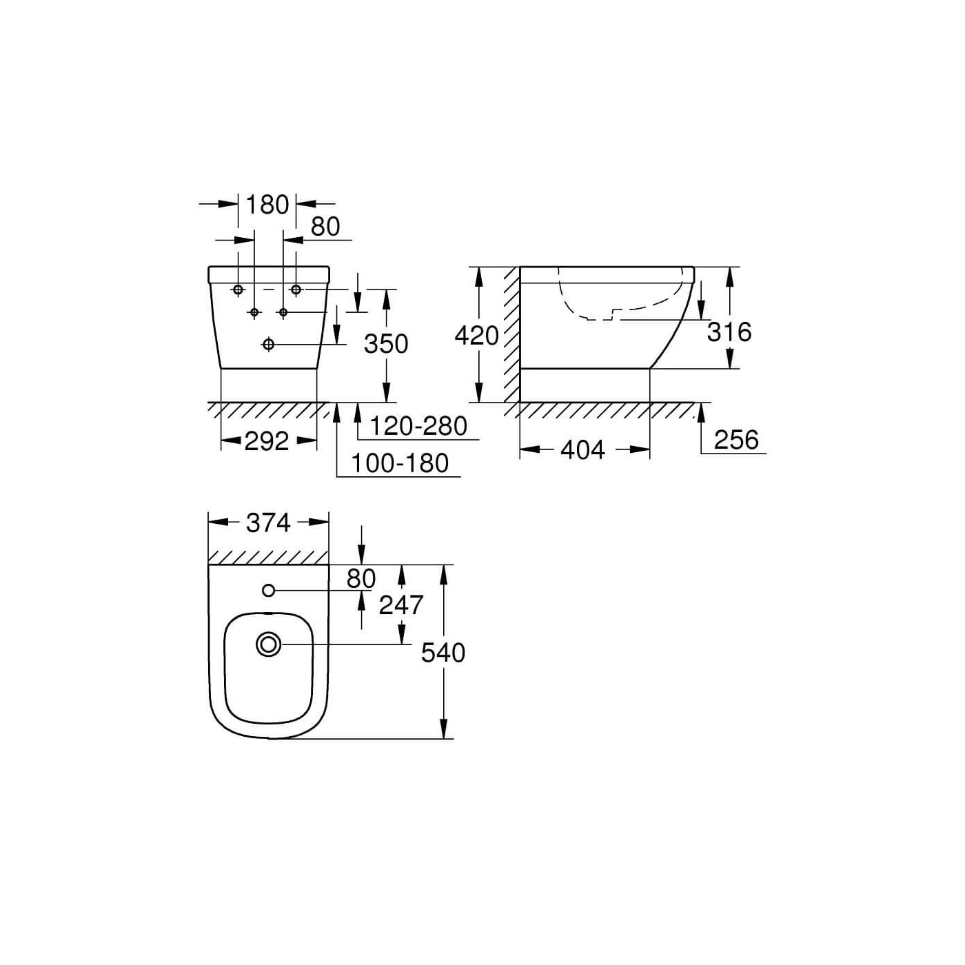 Bidet Wiszący 54x37,5 Euro Ceramic 39208000 Grohe