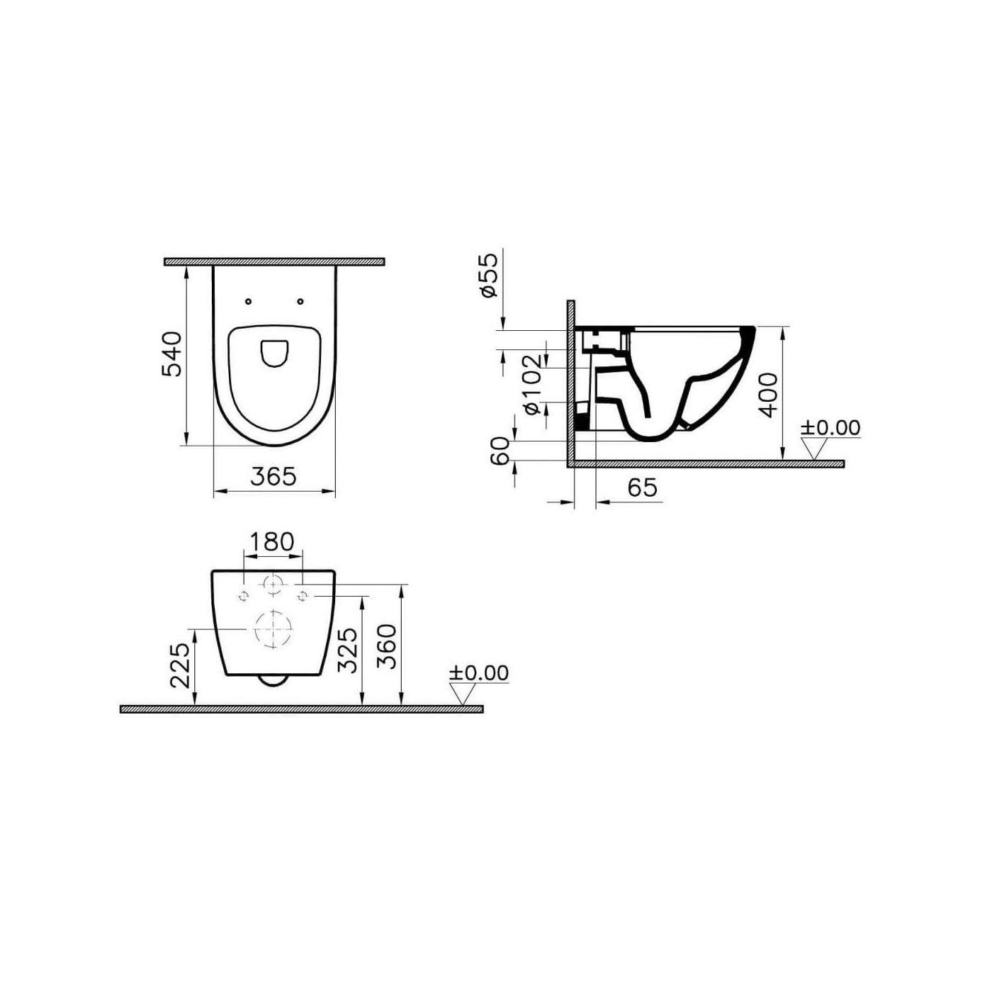 Muszla Wisząca Sento 54x36 cm Czarny Mat 7748B083-0101 Vitra