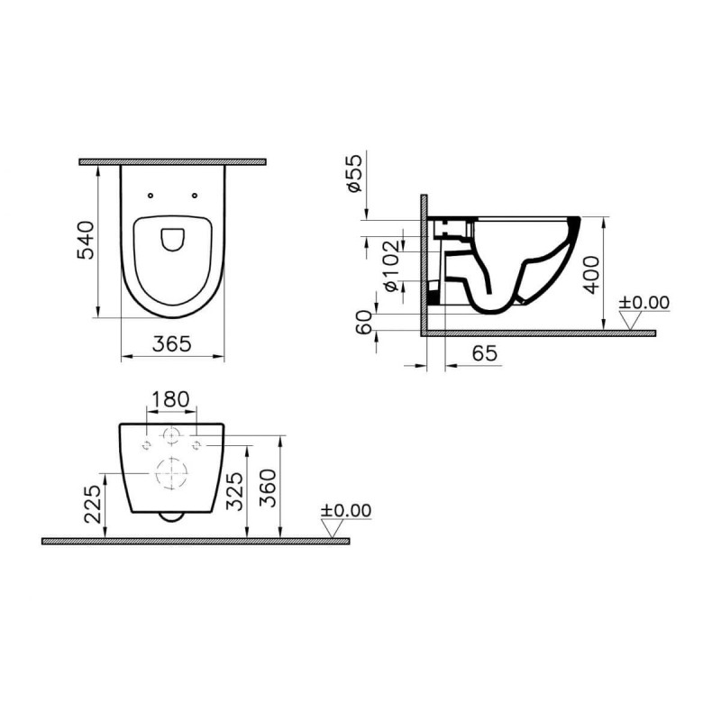 Muszla Wisząca Sento 54x36 cm Czarny Mat 7748B083-0101 Vitra