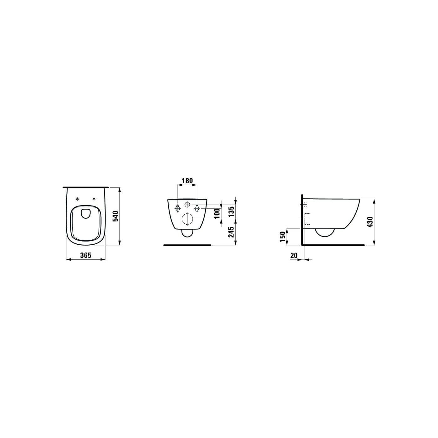 Miska WC Podwieszana Rimless Palomba 54x36,5x26,5 cm H8208020000001 Laufen