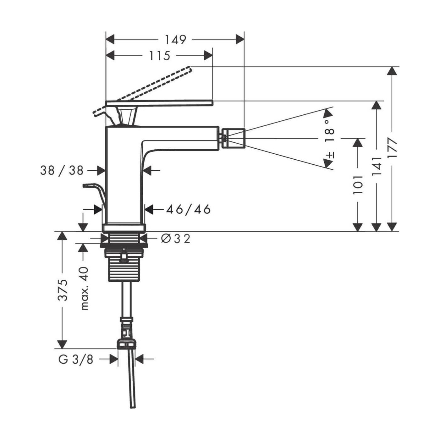 Bateria Bidetowa Tecturis E Biały Mat 73200700 Hansgrohe
