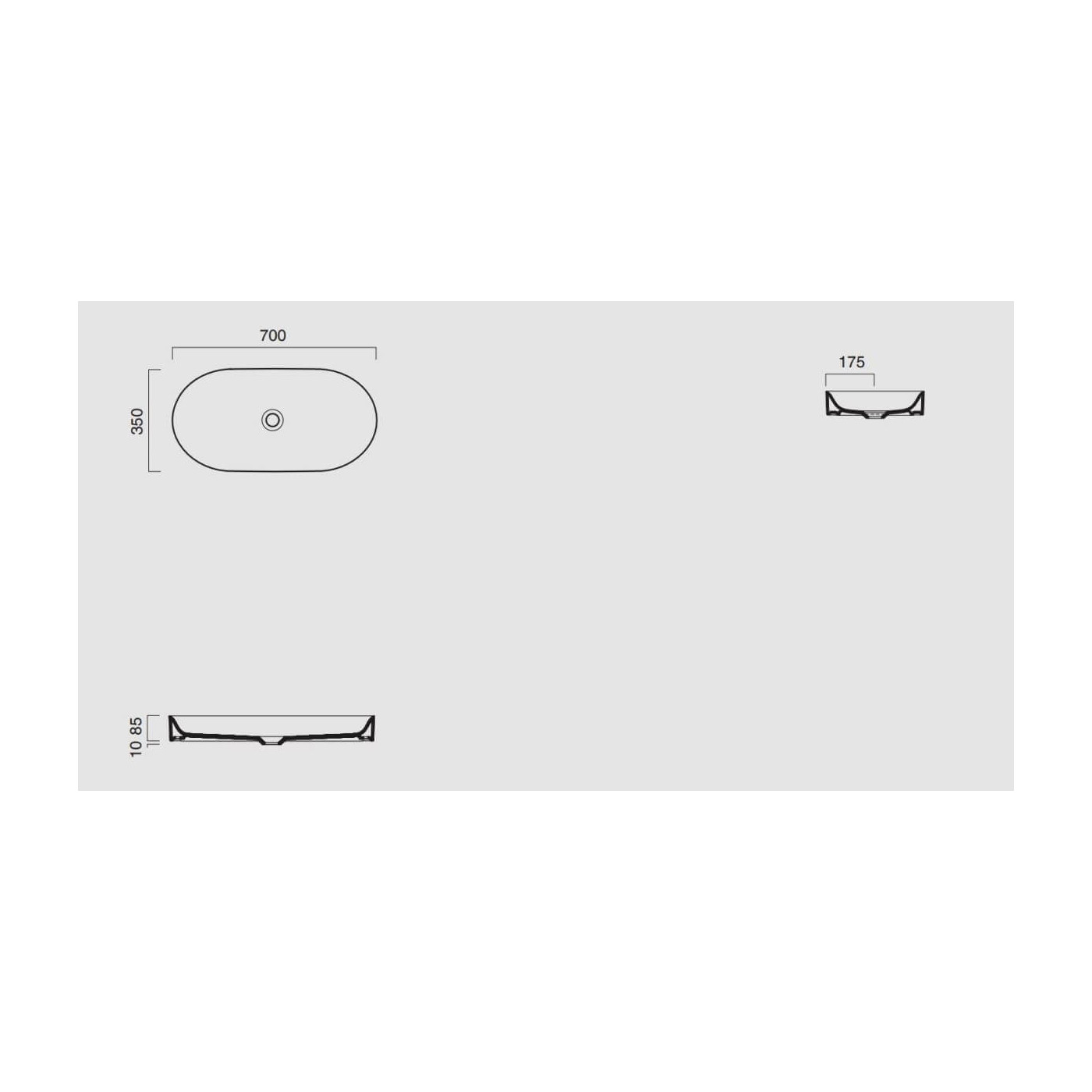 Umywalka Horizon 70x35x8,5 cm 170AHZNS Catalano