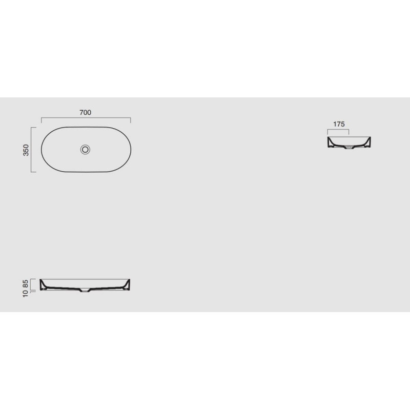 Umywalka Horizon 70x35x8,5 cm 170AHZNS Catalano