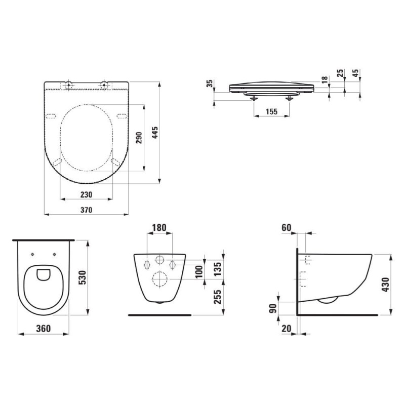 Zestaw Miska WC Podwieszana Rimless + Deska WC Slim Pro A Biały H8669560000001 Laufen