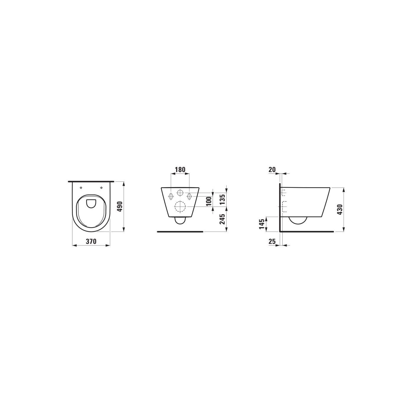 Miska WC Podwieszana Rimless Compacto 490x370 mm Kartell Biały H8203330000001 Laufen