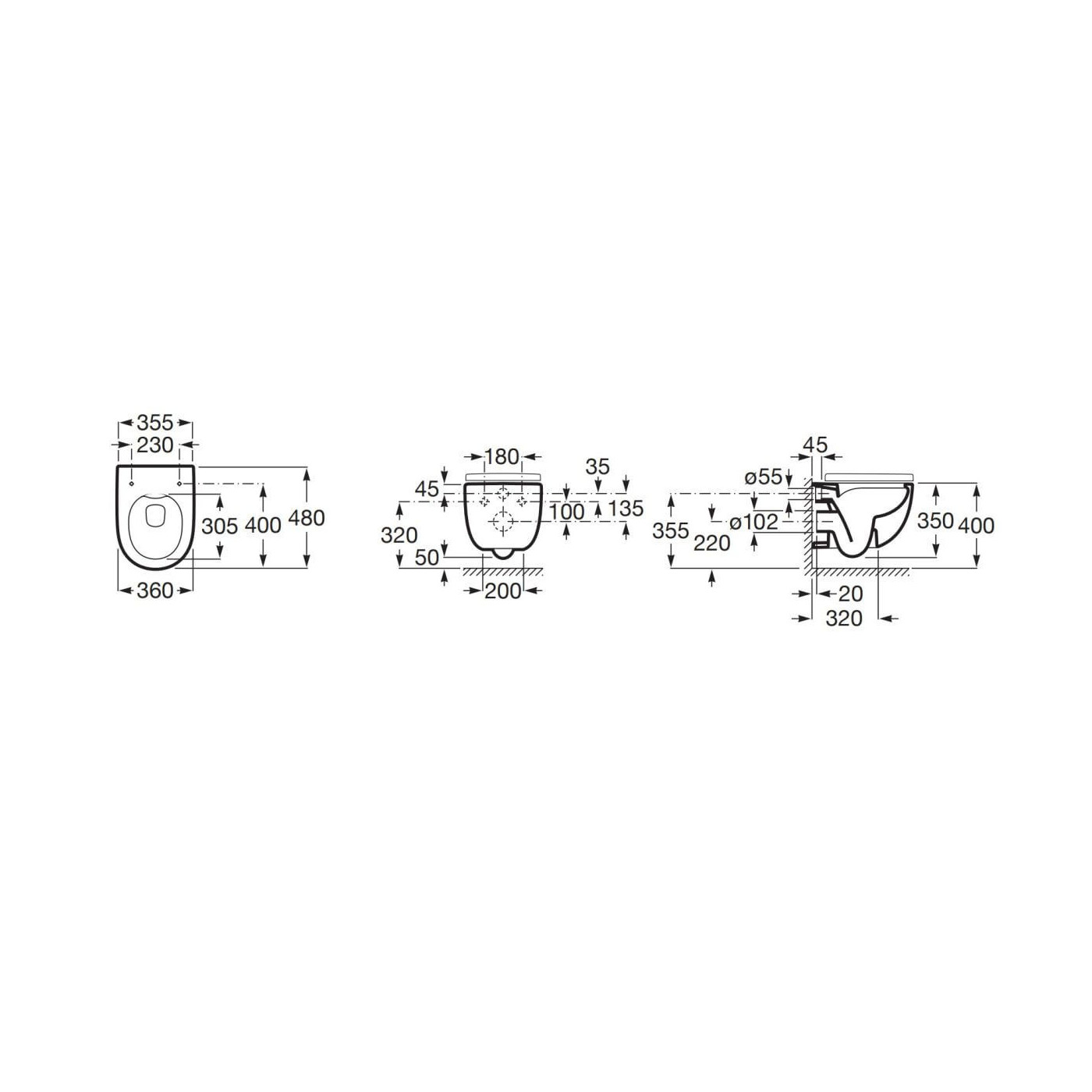 Miska WC Rimless Z Deską Wolnoopadającą 40x36 Meridian A34H242000 Roca