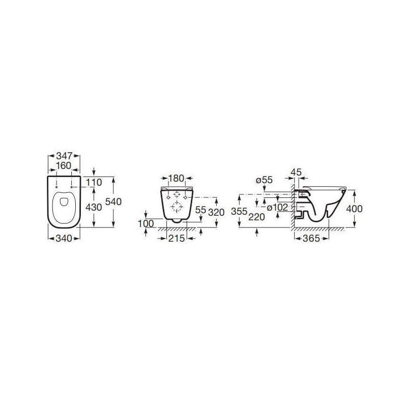 Miska Podwieszana WC Rimless Z Deską Wolnoopadającą Ultraslim Square A34H472000 Roca