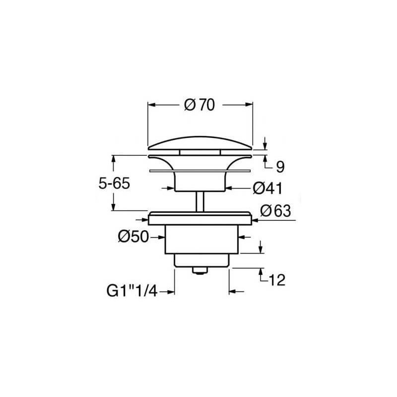 Korek Umywalkowy Ceramiczny Czarny PVC26 GSI