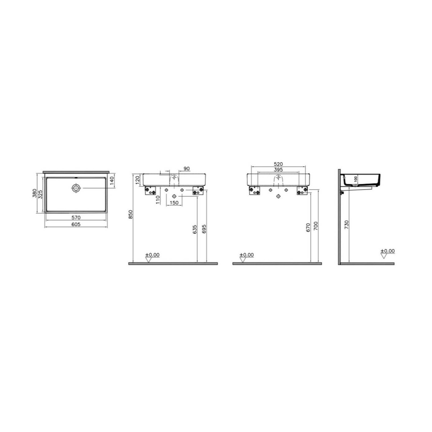 Umywalka Nablatowa Bez Przelewu Archiplan Biała 7404B003-0016 Vitra