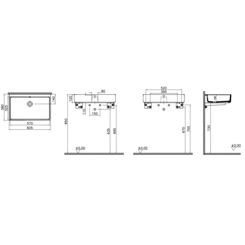 Umywalka Nablatowa Bez Przelewu Archiplan Biała 7404B003-0016 Vitra