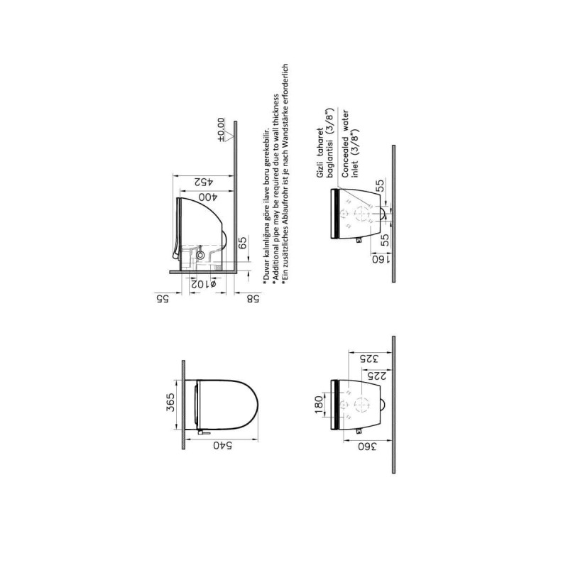 Miska WC Wisząca cm Z Funkcją Bidetu Sento 54x36,5 cm Biała 7748B003-7211 Vitra