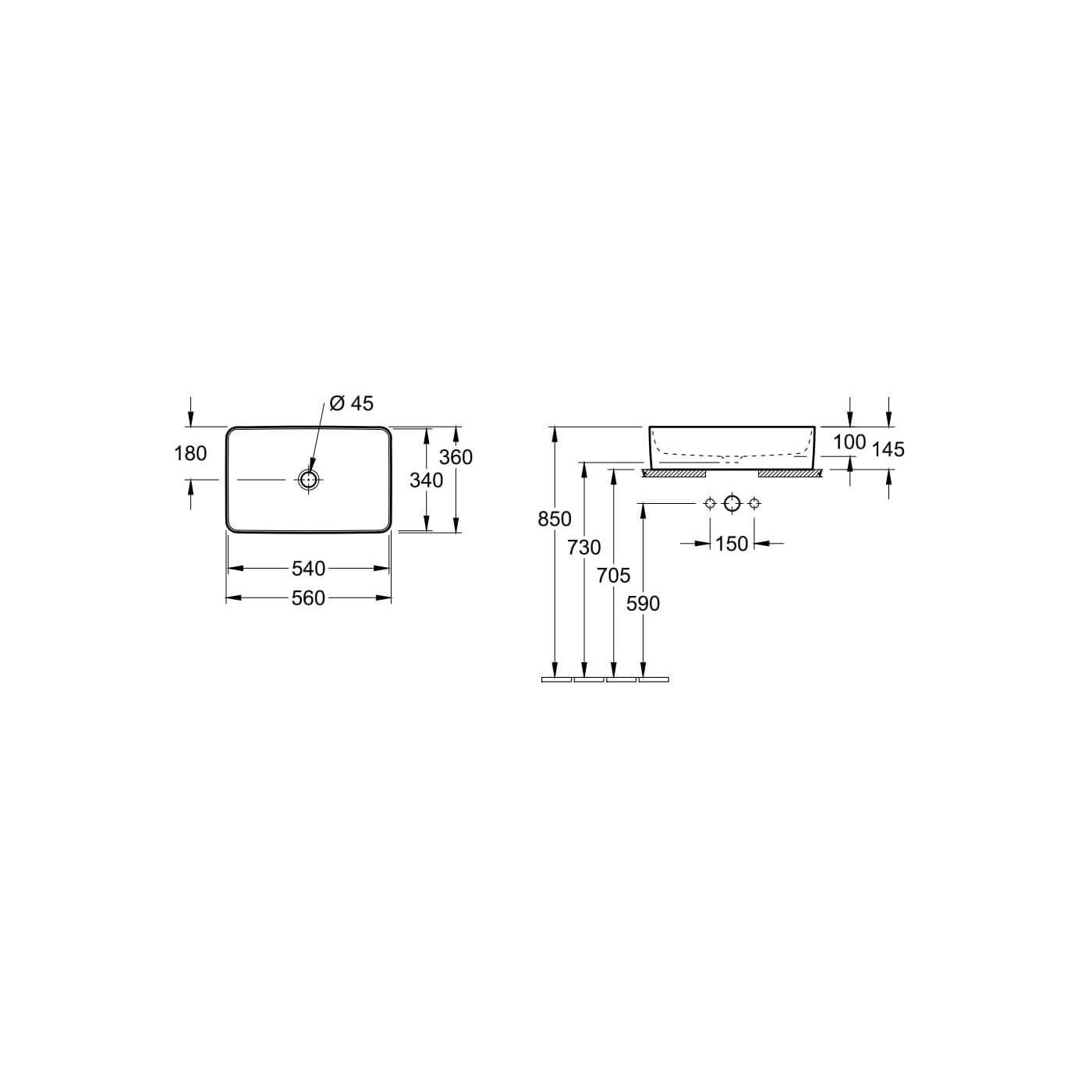 Umywalka Nablatowa Collaro 36x56 4A205601 Villeroy&Boch