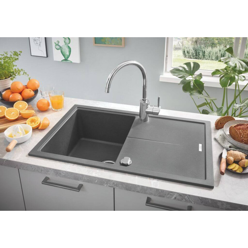Zlewozmywak Kompozytowy K400 78x50 cm Z Ociekaczem Szary Granit 31639AT0 Grohe