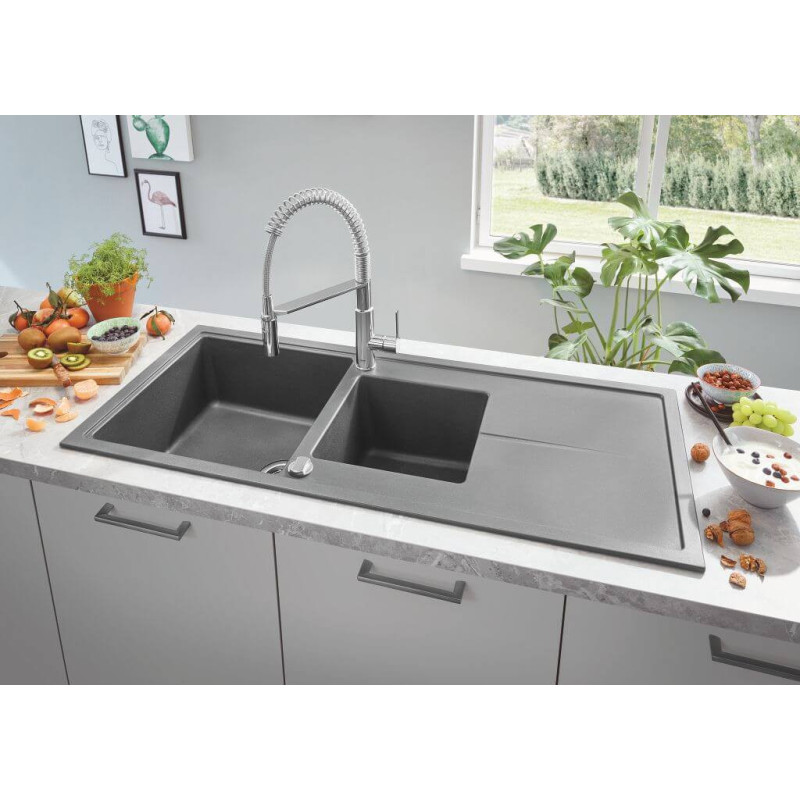 Zlewozmywak Kompozytowy K400 78x50 cm Z Ociekaczem Szary Granit 31639AT0 Grohe