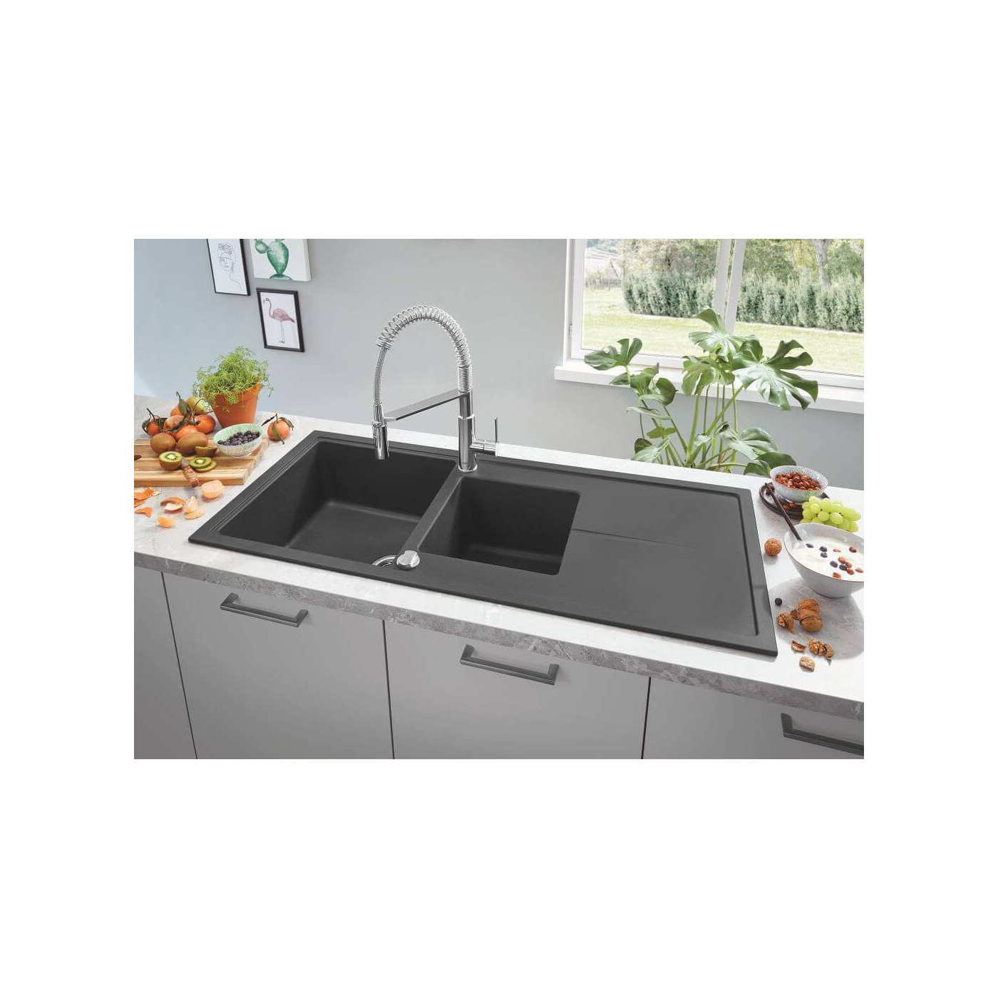 Zlewozmywak Kompozytowy K400 78x50 cm Z Ociekaczem Szary Granit 31639AT0 Grohe