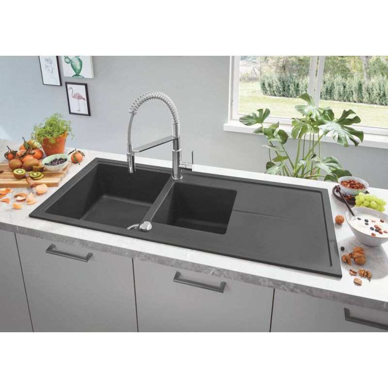 Zlewozmywak Kompozytowy K400 78x50 cm Z Ociekaczem Szary Granit 31639AT0 Grohe