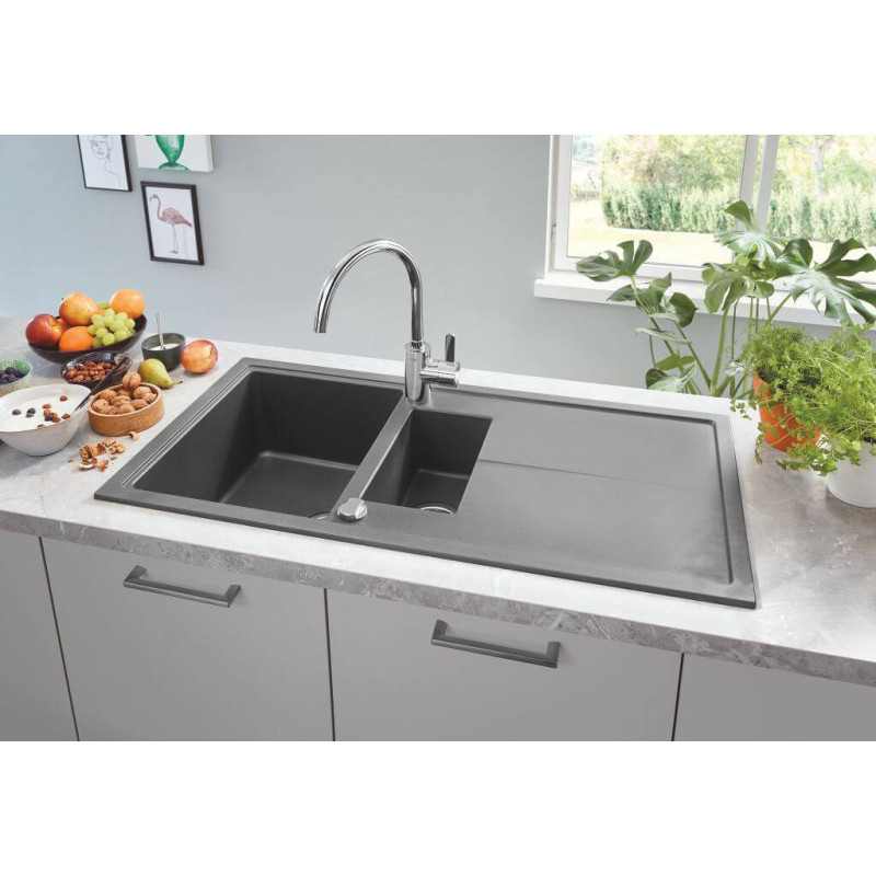 Zlewozmywak Kompozytowy K400 78x50 cm Z Ociekaczem Szary Granit 31639AT0 Grohe