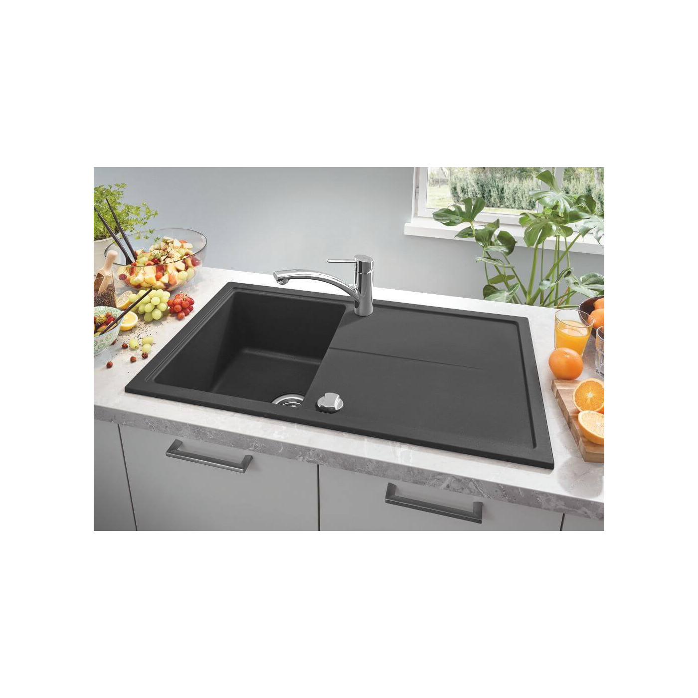 Zlewozmywak Kompozytowy K400 78x50 cm Z Ociekaczem Szary Granit 31639AT0 Grohe