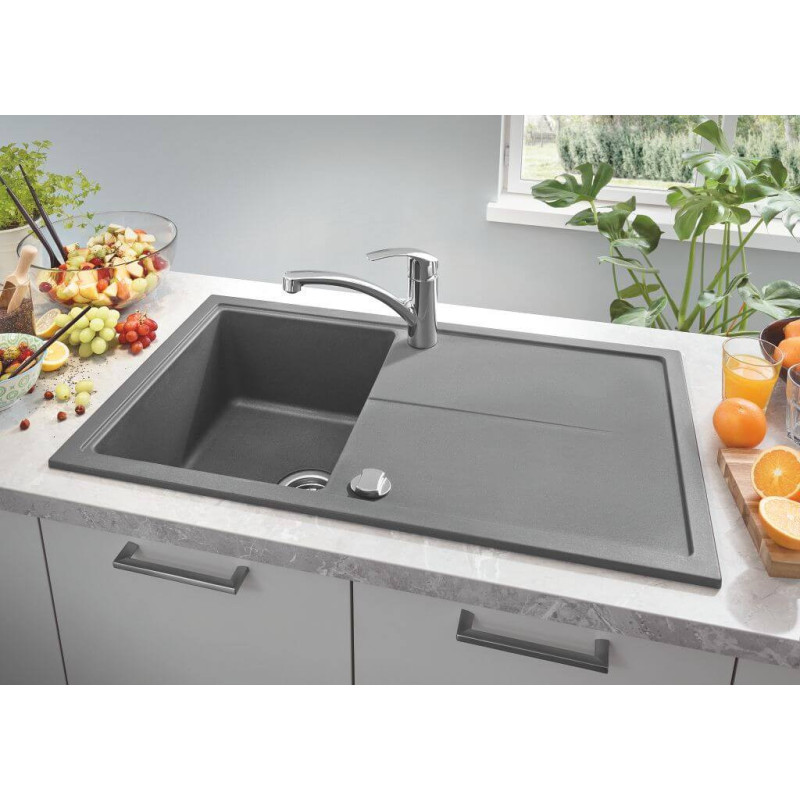 Zlewozmywak Kompozytowy K400 100x50 cm Z Ociekaczem Czarny Granit 31642AP0 Grohe