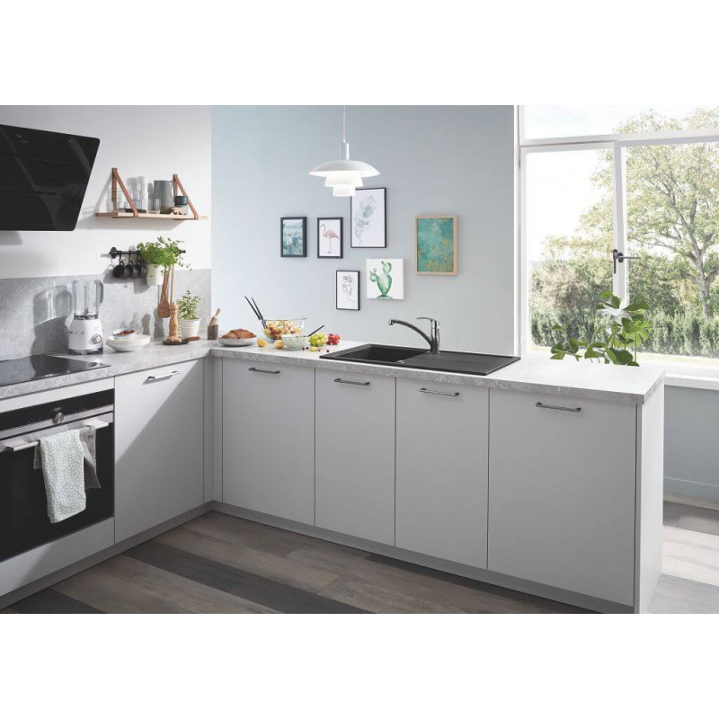 Zlewozmywak Kompozytowy K400 100x50 cm Z Ociekaczem Czarny Granit 31642AP0 Grohe