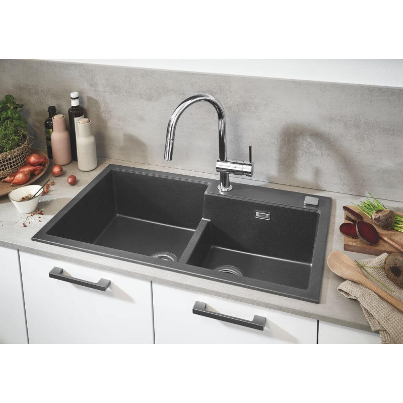 Zlewozmywak Kompozytowy K500 86x50 cm Z Ociekaczem Czarny Granit 31644AP0 Grohe