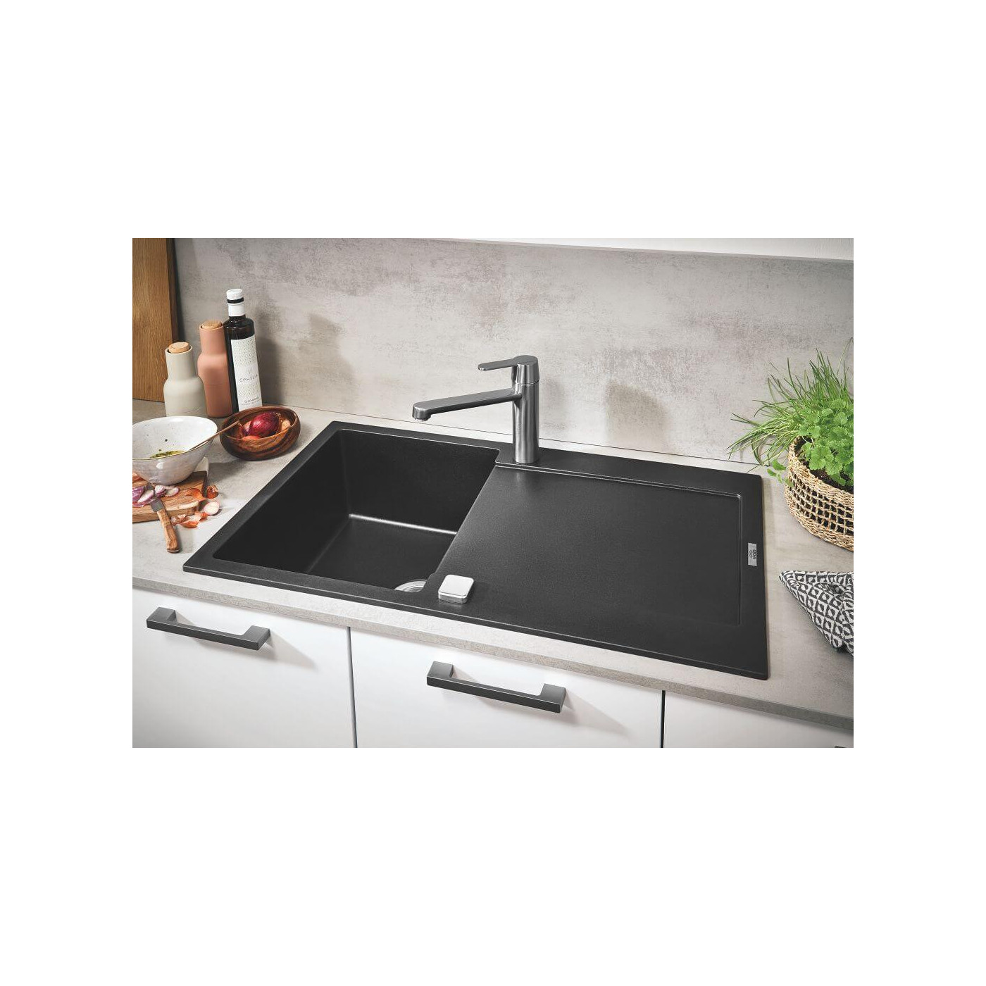 Zlewozmywak Kompozytowy K500 100x50 cm Z Ociekaczem Szary Granit 31646AT0 Grohe