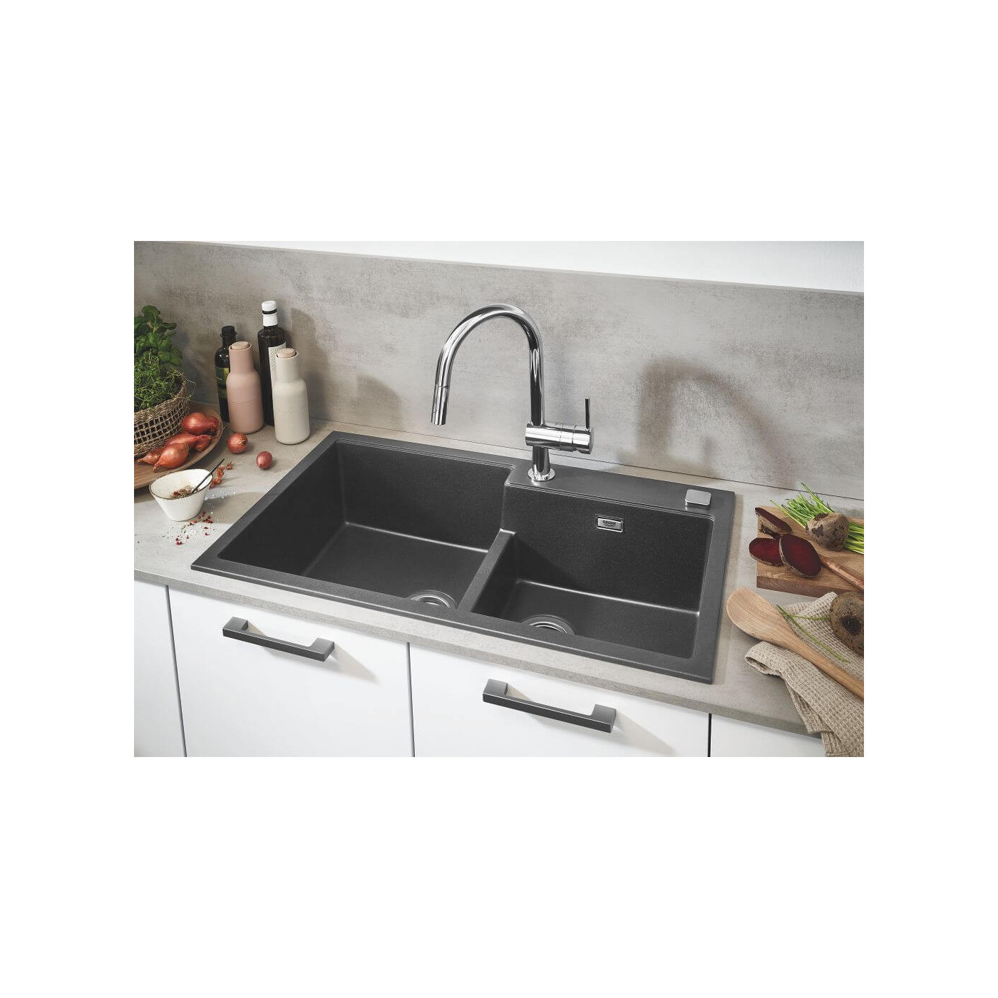 Zlewozmywak Kompozytowy K500 100x50 cm Z Ociekaczem Szary Granit 31646AT0 Grohe