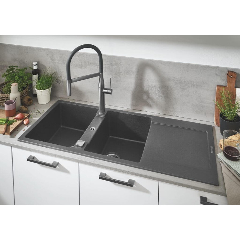 Zlewozmywak Kompozytowy K500 116x50 cm Z Ociekaczem Szary Granit 31647AP0 Grohe